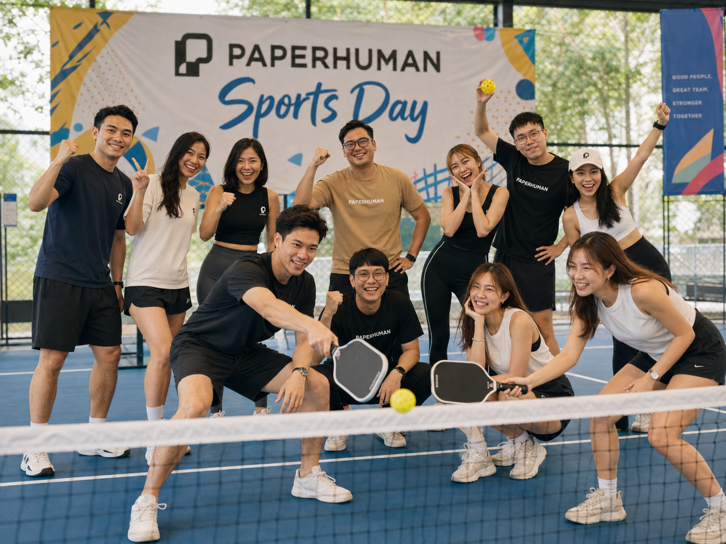 The Paperhuman team celebrating together on a company sports day
